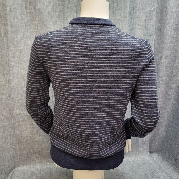 BANANA REPUBLIC Merino Wool Henley Sweater Blue/Gray Stripe Size XS/S - Picture 4 of 6